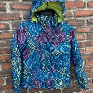 Roxy Girls size 10 Ski / Snowboarding Jacket - Blue and Green Pattern